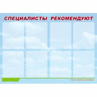 Стенд информационный для ДОУ "Специалисты рекомендуют" (80х110см, 8 карм., алюм. проф.) - fgospostavki.ru - Шумерля