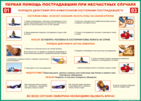Таблица "Порядок действий при коматозном состоянии пострадавшего" (100х140 сантиметров, винил) - fgospostavki.ru - Шумерля