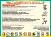 Таблица "Общие правила безопасности на уроках труда" (100х140 сантиметров, винил) - fgospostavki.ru - Шумерля
