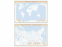 Фрагмент (демонстрационный) маркерный (двухсторонний) "Карта мира и Российской Федерации" (немая) с комплектом тематических магнитов - fgospostavki.ru - Шумерля