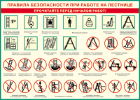 Таблица "Правила безопасности при работе на лестнице" (100х140 сантиметров, винил) - fgospostavki.ru - Шумерля