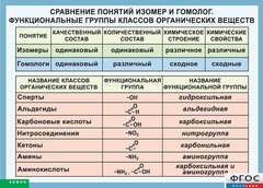 Таблица. Сравнение понятий изомер и гомолог. Функциональные группы классов органических веществ. - fgospostavki.ru - Шумерля