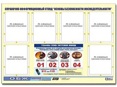 Стенд информационный "Основы безопасности жизнедеятельности" (80*110, 6 карманов) - fgospostavki.ru - Шумерля
