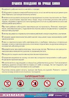 Таблица демонстрационная "Правила поведения на уроках химии" (винил 70х100) - fgospostavki.ru - Шумерля