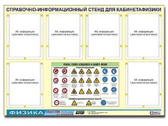 Стенд информационный "Правила техники безопасности в кабинете физики" (80х110, 6 карманов) - fgospostavki.ru - Шумерля
