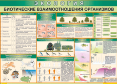 Таблица "Биотические взаимоотношения организмов" (100х140 сантиметров, винил) - fgospostavki.ru - Шумерля