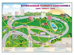 Магнитно-маркерная доска "Безопасный маршрут школьника (дом – школа – дом)" с комплектом тематических магнитов - fgospostavki.ru - Шумерля