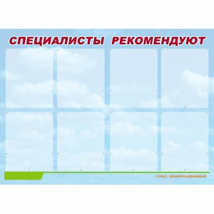 Стенд информационный для ДОУ "Специалисты рекомендуют" (80х110см, 8 карм., алюм. проф.) - fgospostavki.ru - Шумерля