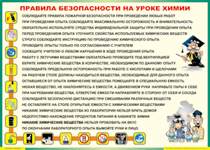 Таблица "Правила безопасности на уроке химии" (100х140 сантиметров, винил) - fgospostavki.ru - Шумерля