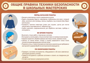 Стенд "Общие правила техники безопасности в школьных мастерских" - fgospostavki.ru - Шумерля