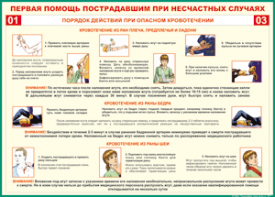 Таблица "Порядок действий при опасном кровотечении" (100х140 сантиметров, винил) - fgospostavki.ru - Шумерля