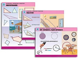 Комплект таблиц "Математика. Знакомство с геометрией" (6 таблиц, формат А1, ламинированные) - fgospostavki.ru - Шумерля