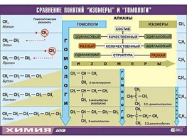 Таблица демонстрационная "Сравнение понятий изомер и гомолог" (винил 70x100) - fgospostavki.ru - Шумерля
