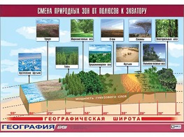 Таблица демонстрационная "Смена природных зон от полюсов к экватору" (винил 70*100) - fgospostavki.ru - Шумерля