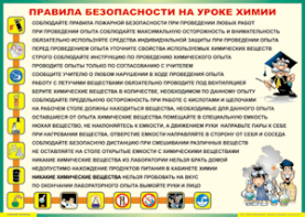 Таблица "Правила безопасности на уроке химии" (100х140 сантиметров, винил) - fgospostavki.ru - Шумерля
