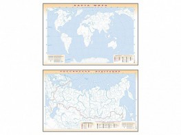 Фрагмент (демонстрационный) маркерный (двухсторонний) "Карта мира и Российской Федерации" (немая) с комплектом тематических магнитов - fgospostavki.ru - Шумерля